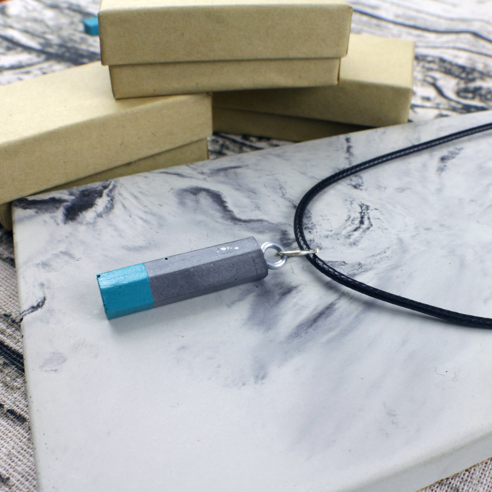 Handcrafted Concrete Hexagon Pendant Necklace